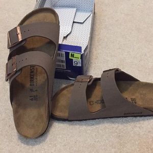 Brand New Birkenstocks (Arizona Two-Strap, Mocha)
